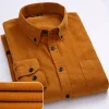 Men Casual Shirts Soft Leisure Solid Regular Fit Cotton Corduroy Long Sleeved Warm Man's Shirt New Easy Care Oversized Clothes