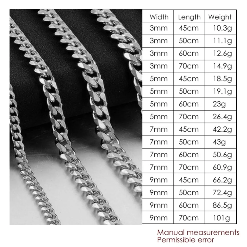 Width 5/7/9MM Hiphop Cuban Link Stainless Steel Chains Necklace for Men Basic Simple Rapper's Choker Fashion Jewelry Accessories - Image 6