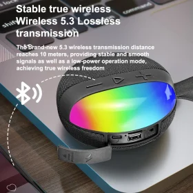 Portable Wireless Bluetooth Speaker with RGB Lighting and Long-Lasting Battery Mini Subwoofer Stereo Waterproof Speaker