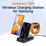 SwanScout 708S Wireless Charging Station for Samsung S25 Ultra S24 S23 Z Flip 7 Fold 6 5 Charger for Galaxy Watch 8 7 for Buds 3