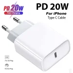 20W PD USB-C Power Adapter Fast Charger For iPhone 14 13 12 11 Pro Max USB Type C Wall Quick Charging X XS XR 7 8 6 Plus Cable