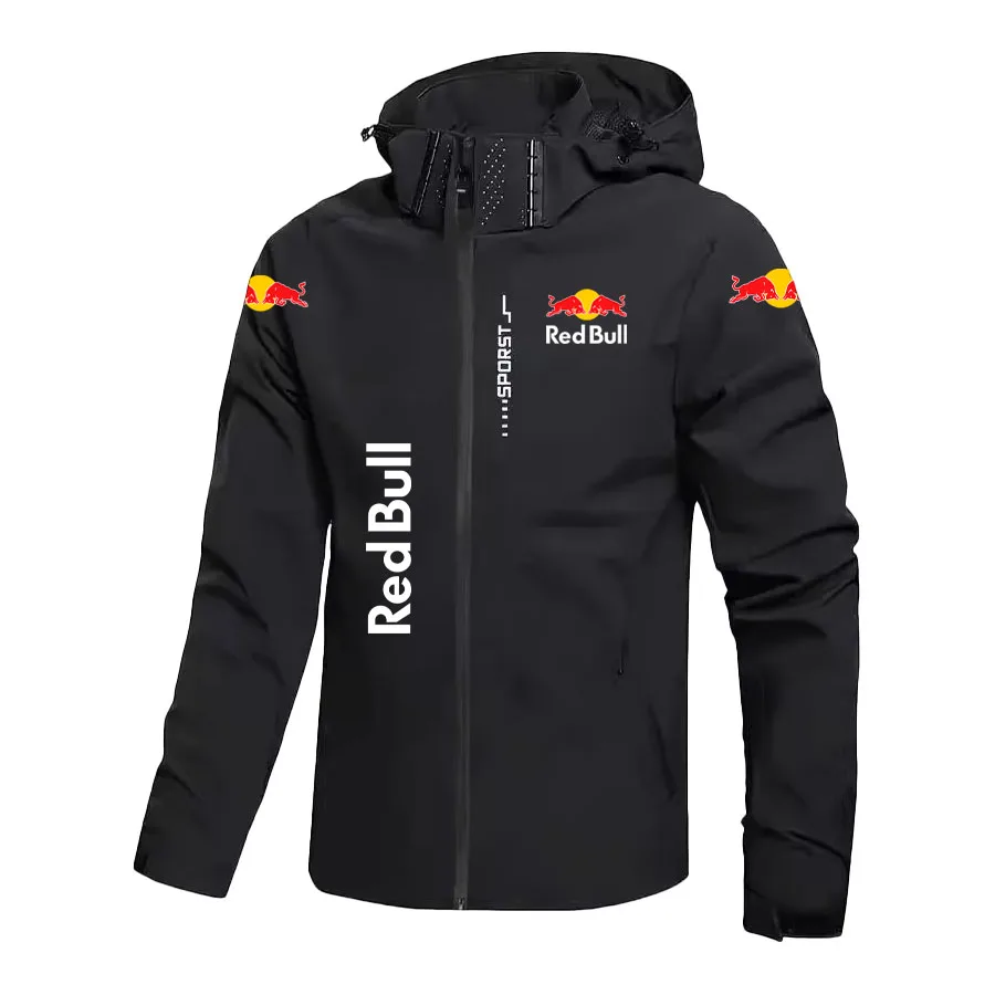 RedBull Logo Spring and autumn Jacket Men Plus Size Coats Male Water Proof Hooded Oversize Windbreak Outwear Camping Sweatshirts