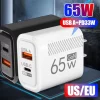 PD 65W USB C Charger GaN Fast Charging Wall Charger For iPhone Samsung Xiaomi Quick Charge EU Plug US Plug Phone Charger Adapter
