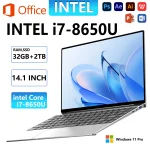 2025 New 14.1 Inch Portable Laptop 32Gb 2Tb Gaming Computer Pc Intel Core I7 8650U Gamer Office Notebook 1920*1080 Windows 11 Pro