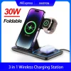 30W 3 in 1 Fast Wireless Charger Stand Foldable Charging Station For iPhone 15 14 13 12 11 Apple Watch Airpods Pro iWatch 8 7 6