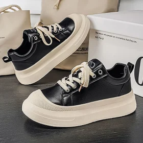 Men's Shoes 2026 Spring New Retro Leather Board Shoes Trend Heightening Lightweight Non-slip Casual Sneakers for Man