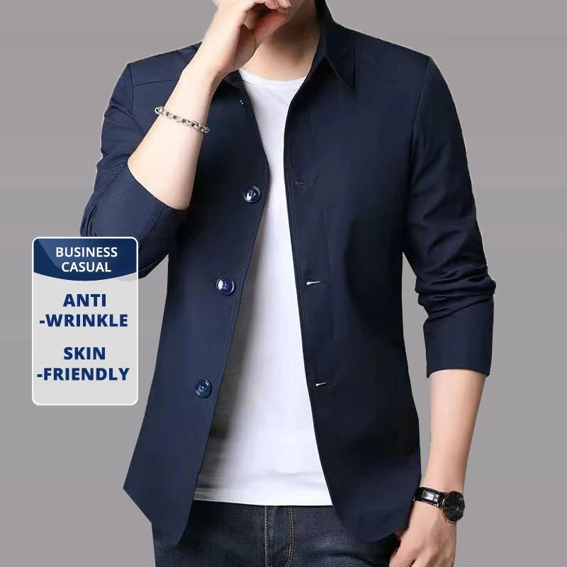 Top Quality New Men Brand Business Casual Blazer Jacket Turndown Collar Windbreaker Spring Autumn Classic Executive Coats - Image 2