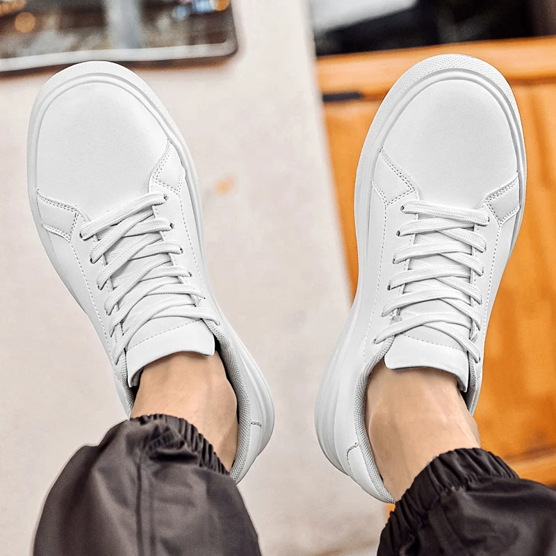 New Men's Sneakers Elevator Shoes Heightening Height Increase Insole 6-10CM High Heels Shoes Leather Sport Shoes Men Shoes - Image 3