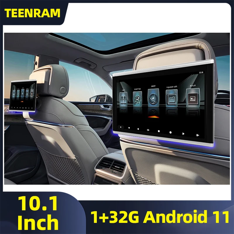 TEENRAM For All Car Universal 10.1" New Headrest Car IPS Play Monitor Android 11 Touch Screen TV Monitor 1080P
