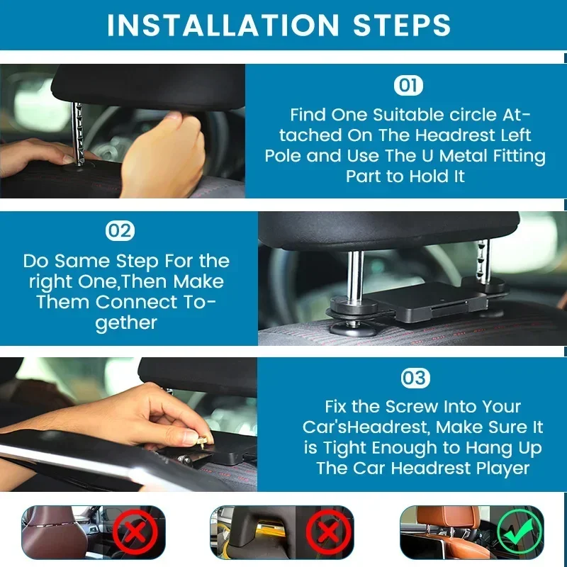 10.1" Car Headrest 1024*600 Monitor Display DVD Video Player Portable TV USB/SD/AV/FM LCD Touch Button MP5 Games Remote Control - Image 4