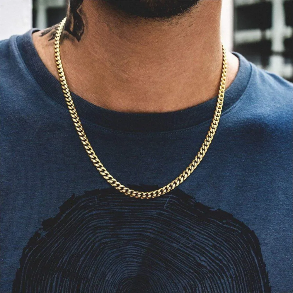 Width 5/7/9MM Hiphop Cuban Link Stainless Steel Chains Necklace for Men Basic Simple Rapper's Choker Fashion Jewelry Accessories - Image 4