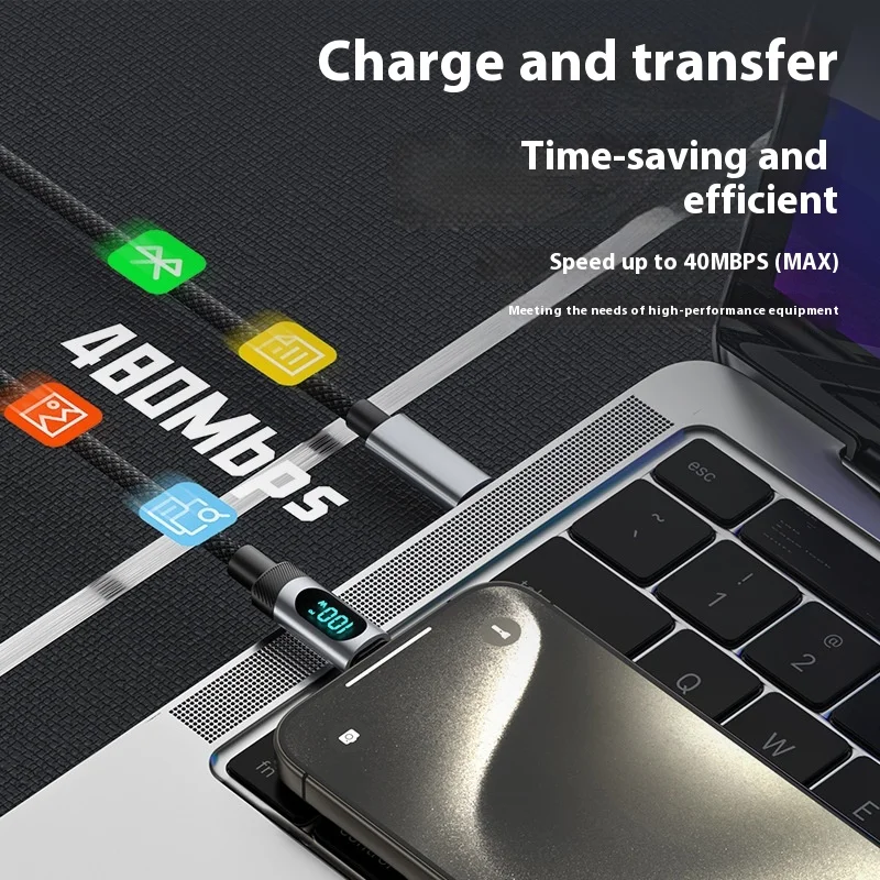 100W intelligent digital display Fast Charging USB Type C Cable Digital Display Data Cable for Huawei Xiaomi Samsung - Image 6