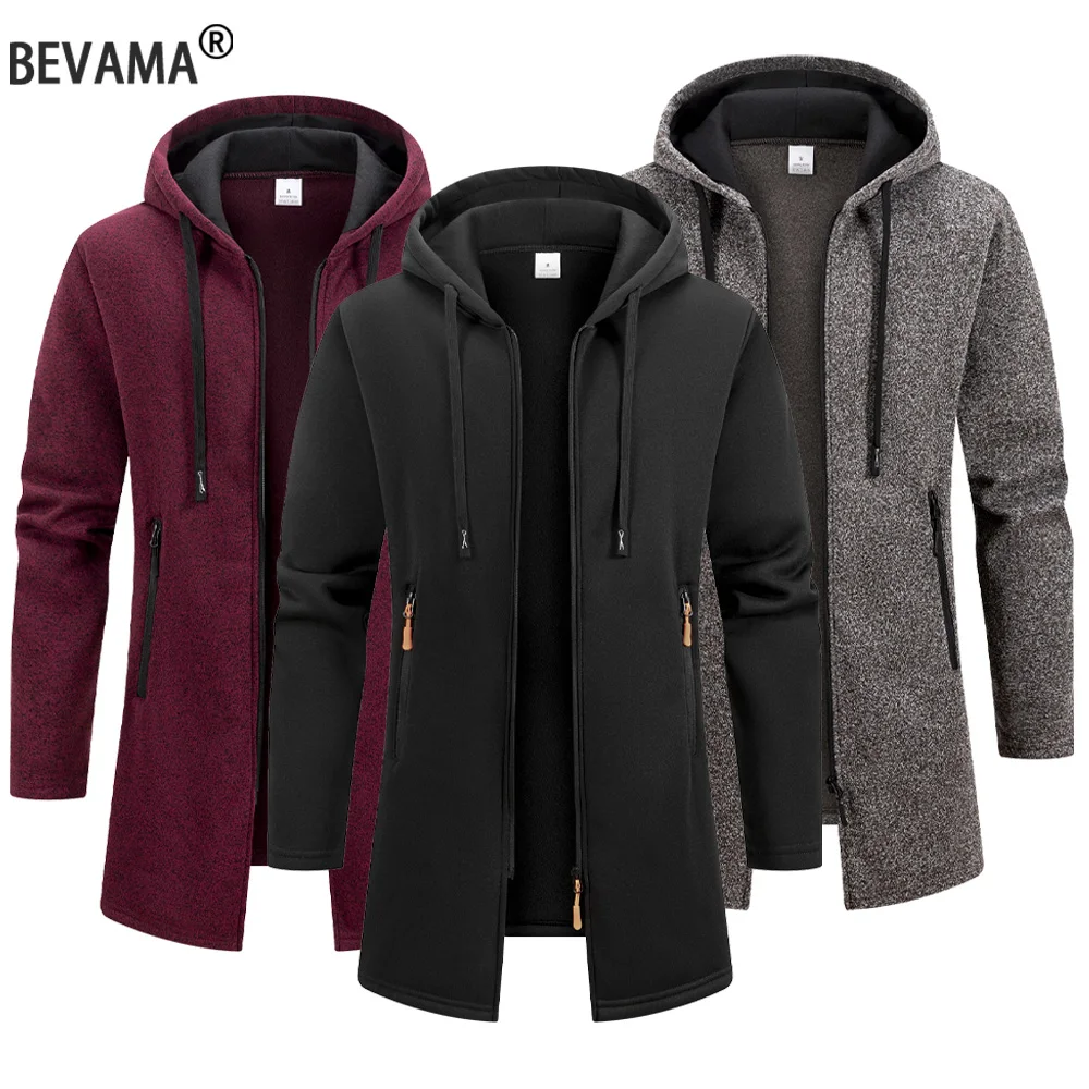New Streetwear Men's Long Sleeve Sweatshirts for Men Zipper Hooded Oversize Winter Warm Jacket Coat Outdoor Tracksuit Men
