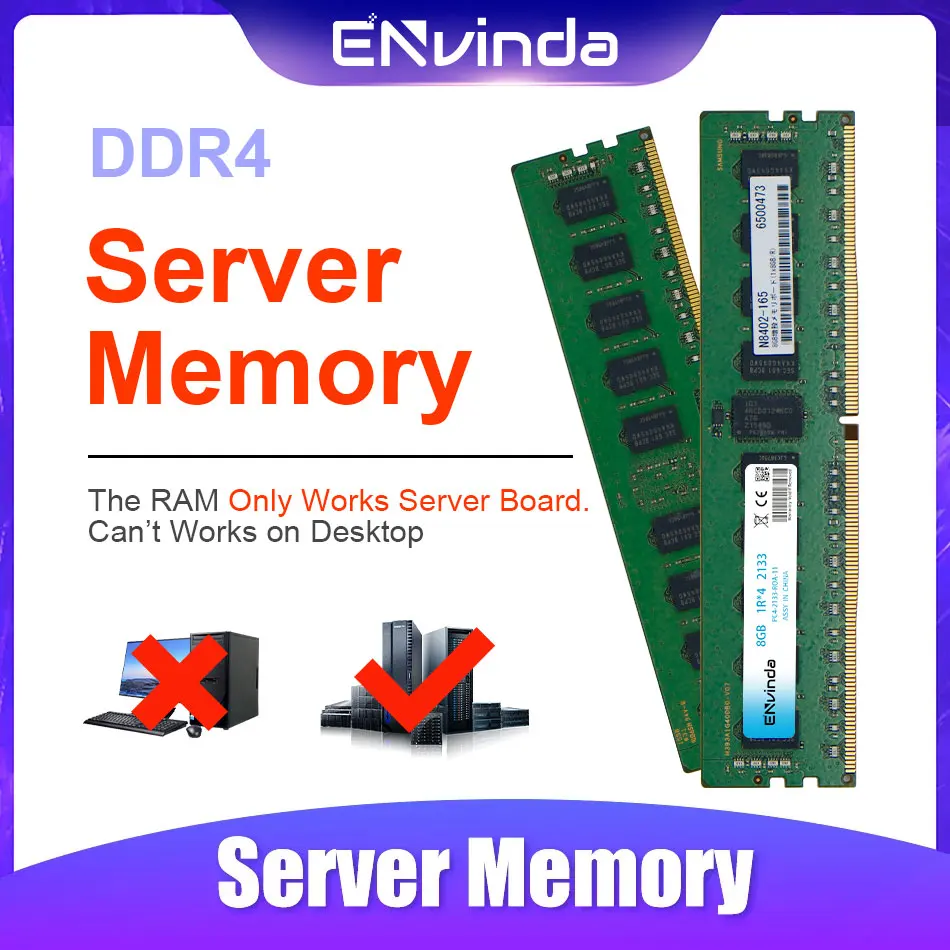 ENvinda Server Memory DDR4 Ram 16GB 4GB 8GB 32GB PC4 2400MHz 2133MHz 2666MHz 2133P 2400T 2666V REG ECC Support X99 Motherboard
