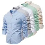 Autumn New 100% Cotton Social Shirt Men Solid Color Long Sleeve High Quality Shirt for Men Stand-up collar Casual Men's Shirts