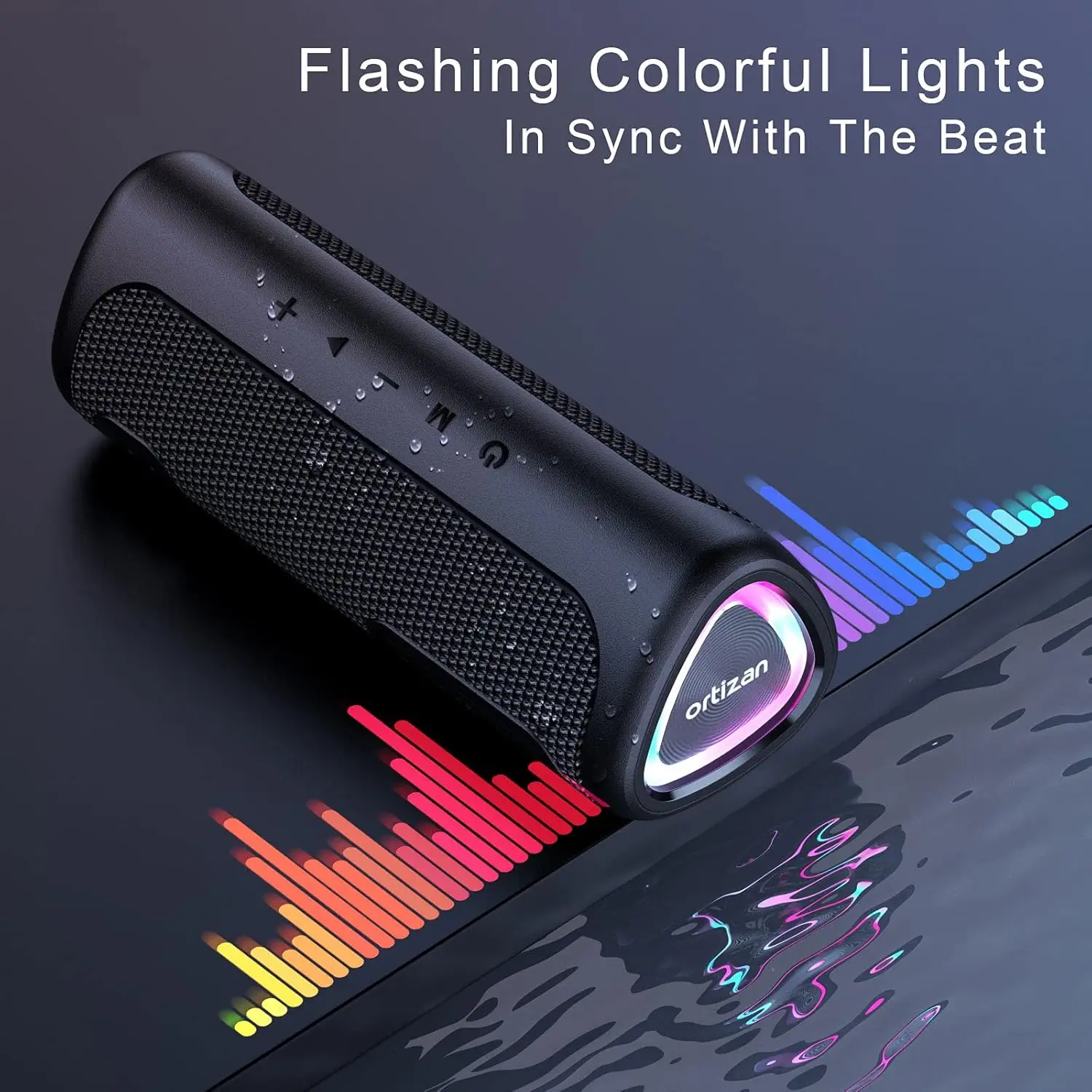 Ortizan M7 Bluetooth Speaker, Portable Speaker with 24W Loud Stereo Sound, RGB Lights, AUX-in, TF,Bluetooth 5.3, IPX7 Waterproof - Image 6