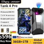Unihertz by 8849 Tank 4 pro 5G Phone Built-in 720P Projector Dimensity 8300 16GB/18GB 3k AMOLED 11600mAh IP68/IP69