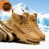 2025 men's new style snow boots, high-top leather boots, cold-resistant, popular in autumn and winter, outdoor wear-resistant, w