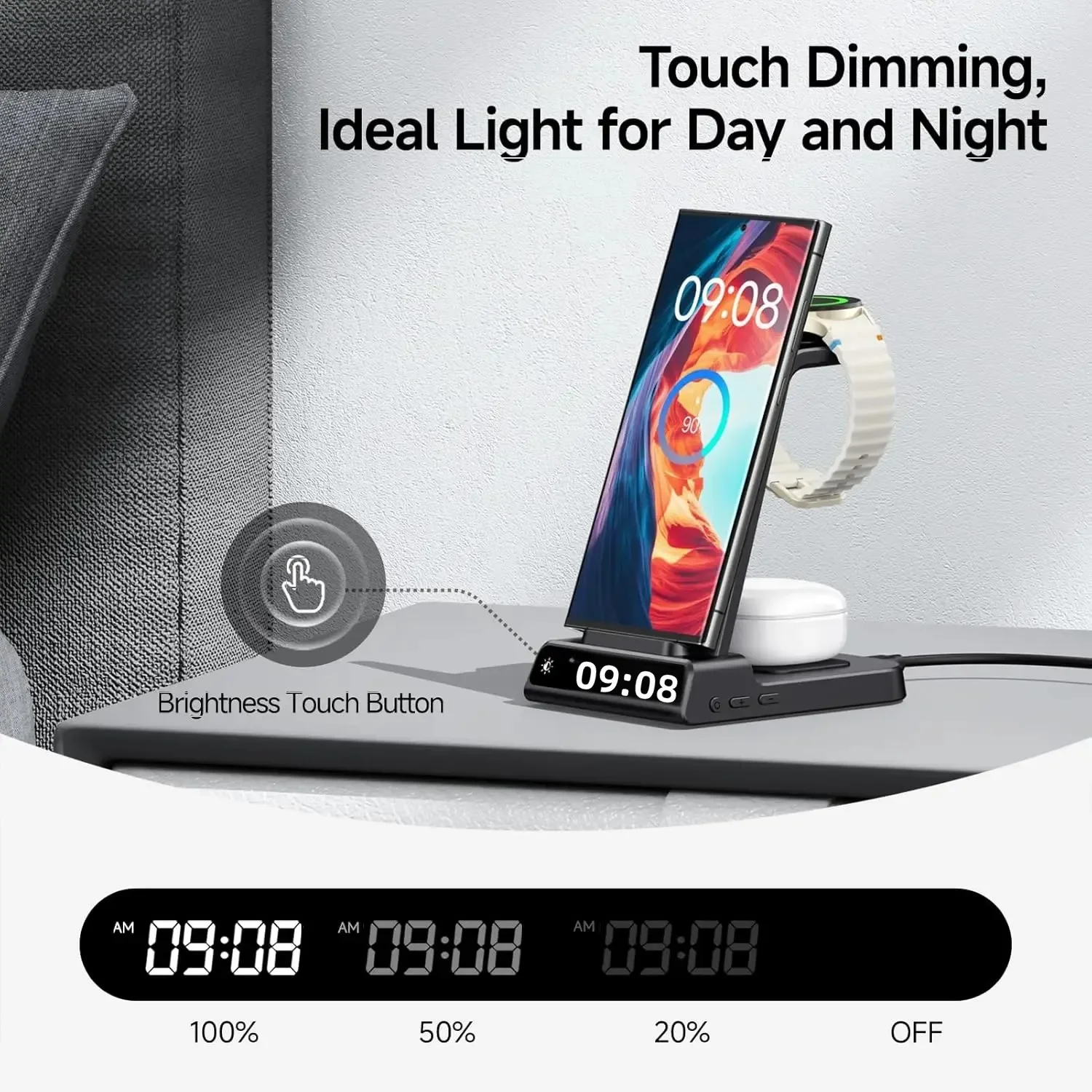 SwanScout C01 Charging Station for Samsung S25 S24 Ultra S23 Z Flip Z Fold Wireless Charger for Galaxy Watch 8 7 for Buds 3 Pro - Image 3