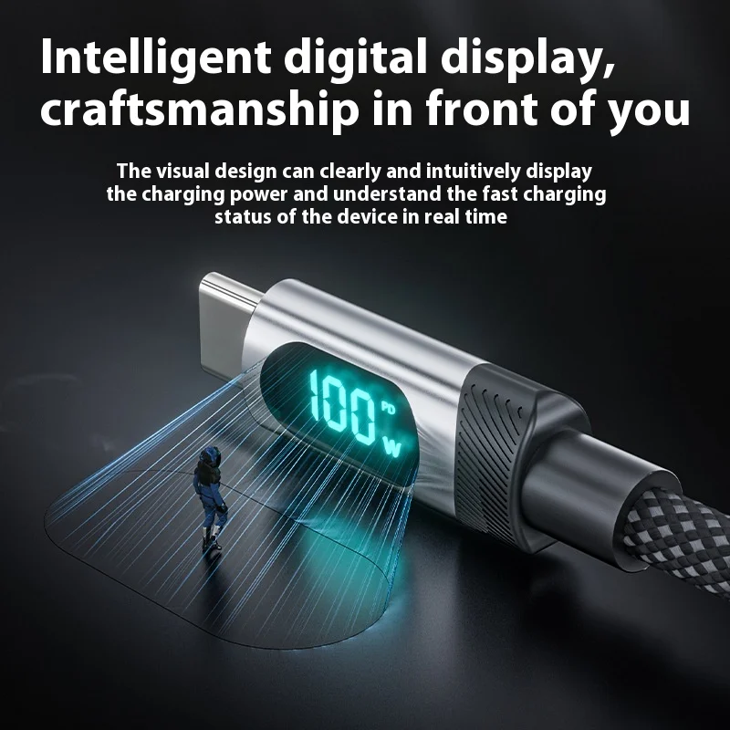 100W intelligent digital display Fast Charging USB Type C Cable Digital Display Data Cable for Huawei Xiaomi Samsung - Image 4