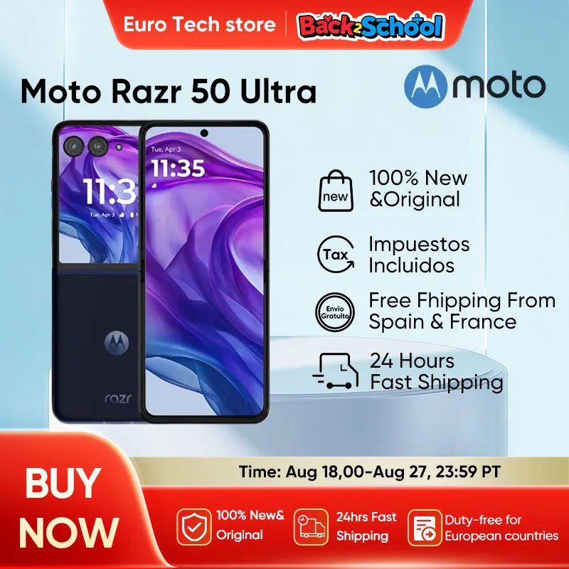 Motorola Moto Razr 50 Ultra 5G Foldable Phone Flip 6.9inch pOLED Snapdragon 8s Gen3 Android Wireless Charging Taiwan Version