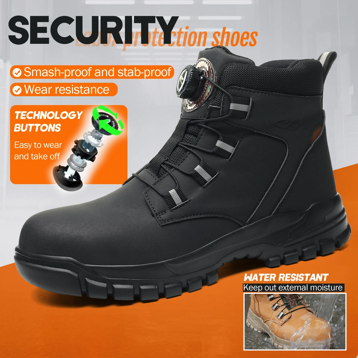 Waterproof Safety Boots Men Indestructible Steel Toe Work Boots Anti-smash Stab-resistant Safety Shoes Biker Botas Para Hombre - Image 3