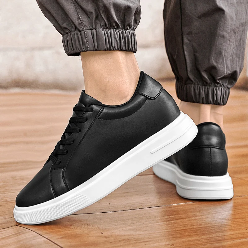 New Men's Sneakers Elevator Shoes Heightening Height Increase Insole 6-10CM High Heels Shoes Leather Sport Shoes Men Shoes - Image 5
