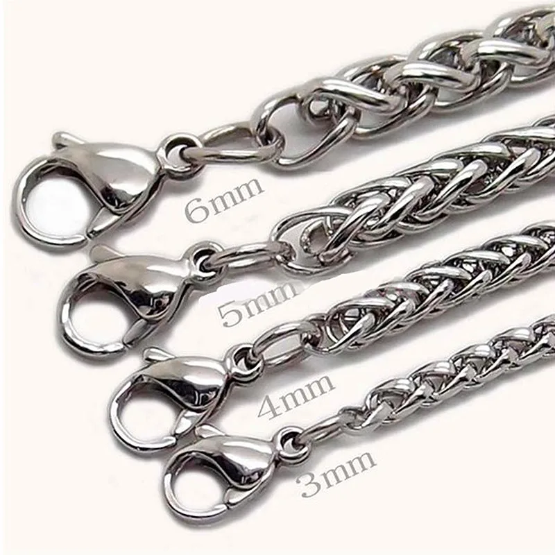HNSP 3MM-8MM Thick STAINLESS STEEL TWIST CHAINS NECKLACE FOR MEN Women Jewelry Long Chain Pendant Accessories - Image 3