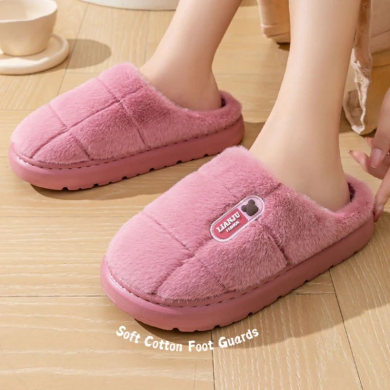 Big Size 50 51 Winter Slippers Women Men Thick Sole Indoor Home Warm Couples Shoes Non-Slip Flat Platform Women's Cotton Slipper - Image 5