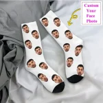 Funny Personalized Face Photo Custom Socks Men Women Warm 3D Print Design Your Own Sports Football Socks