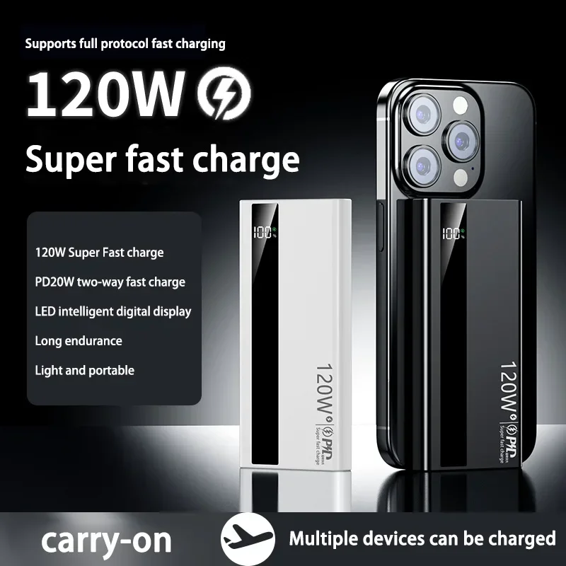 200000mAh Power Bank 120W Super Fast Charging Battery High Capacity Digital Display Power Bank For Xiaomi Iphone Samsung Huawei - Image 3