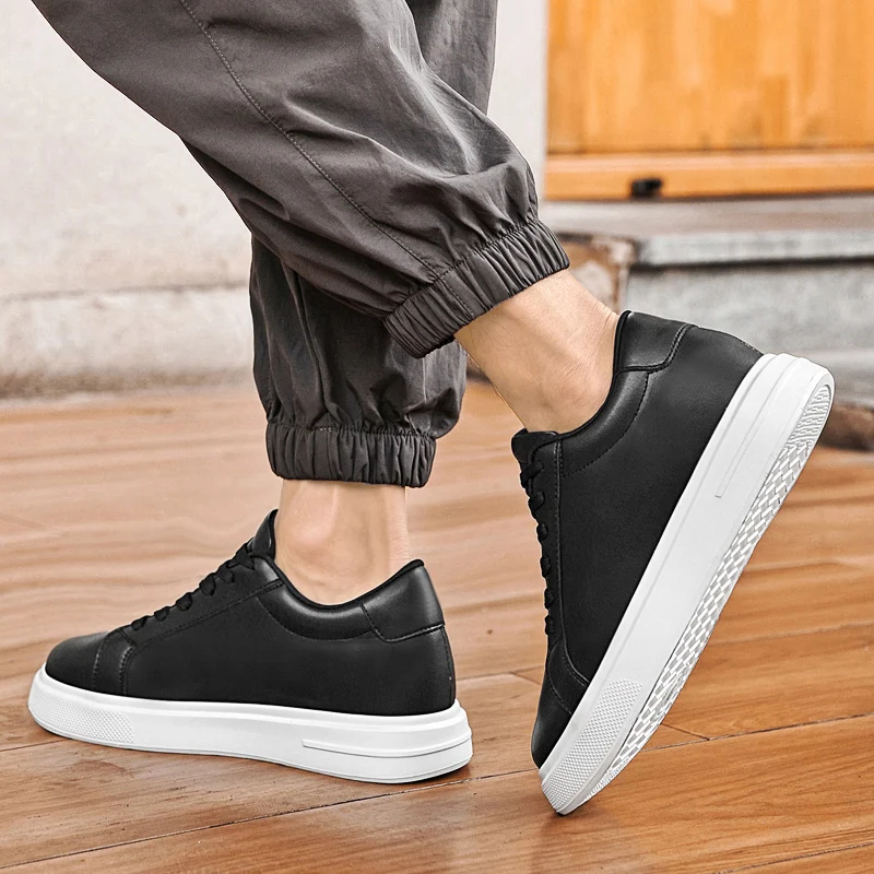 New Men's Sneakers Elevator Shoes Heightening Height Increase Insole 6-10CM High Heels Shoes Leather Sport Shoes Men Shoes - Image 4