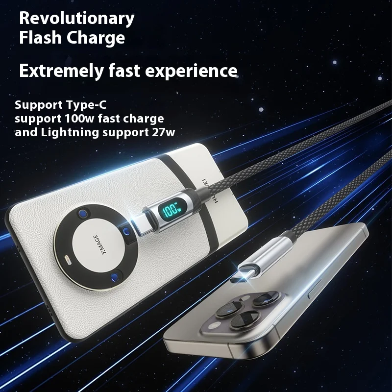 100W intelligent digital display Fast Charging USB Type C Cable Digital Display Data Cable for Huawei Xiaomi Samsung - Image 5