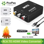 1080P RCA AV To HDMI-compatible Adapter Converter AV2HD Audio Video Cable CVBS AV Adapter with USB Cable
