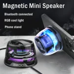 Mini Bluetooth Speaker Portable Phone Holder RGB Lighting Magnetic Speaker BT5.3 Mini Sound Box 7 Hours Playback Easy to carry