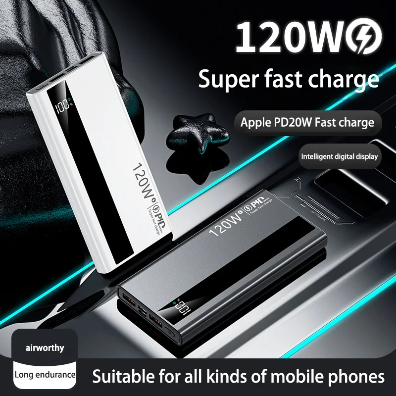 200000mAh Power Bank 120W Super Fast Charging Battery High Capacity Digital Display Power Bank For Xiaomi Iphone Samsung Huawei - Image 5