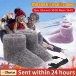 Women Men Electric Heating Shoes Washable USB Heated Shoes Couples Home Shoes for Winter