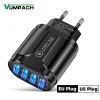 4 USB 45W USB Charger Fast Charge QC 3.0 Wall Charging For iPhone 15 14 Samsung Xiaomi Mobile 4 Ports EU US Plug Adapter Travel