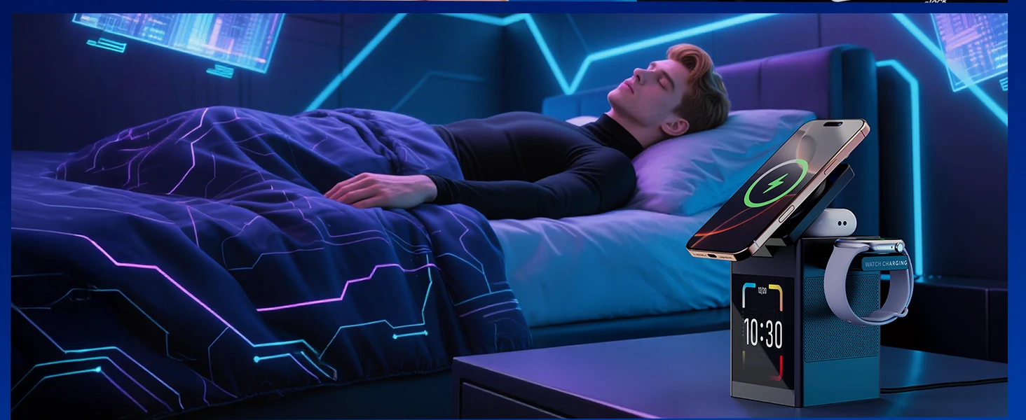 bedside wirless charger with clock