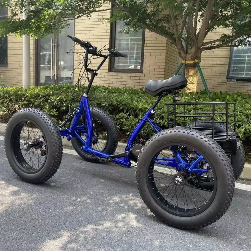 1000w Electric Quad Ricycle Cargo Four-wheel Bicycles Fat Tire Quad Bicycle Snow Tires Quad Bike