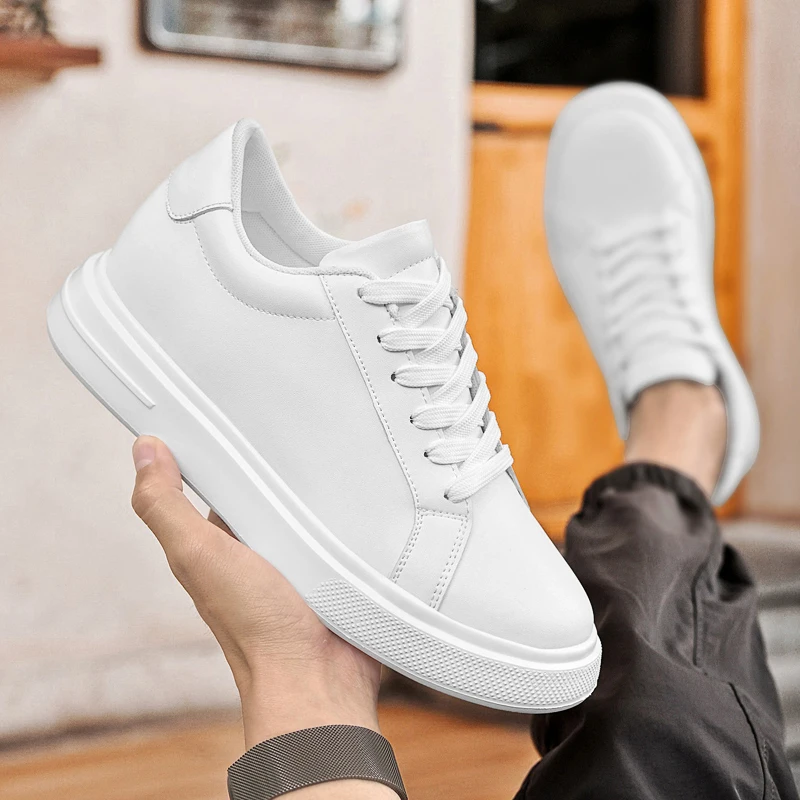 New Men's Sneakers Elevator Shoes Heightening Height Increase Insole 6-10CM High Heels Shoes Leather Sport Shoes Men Shoes - Image 2