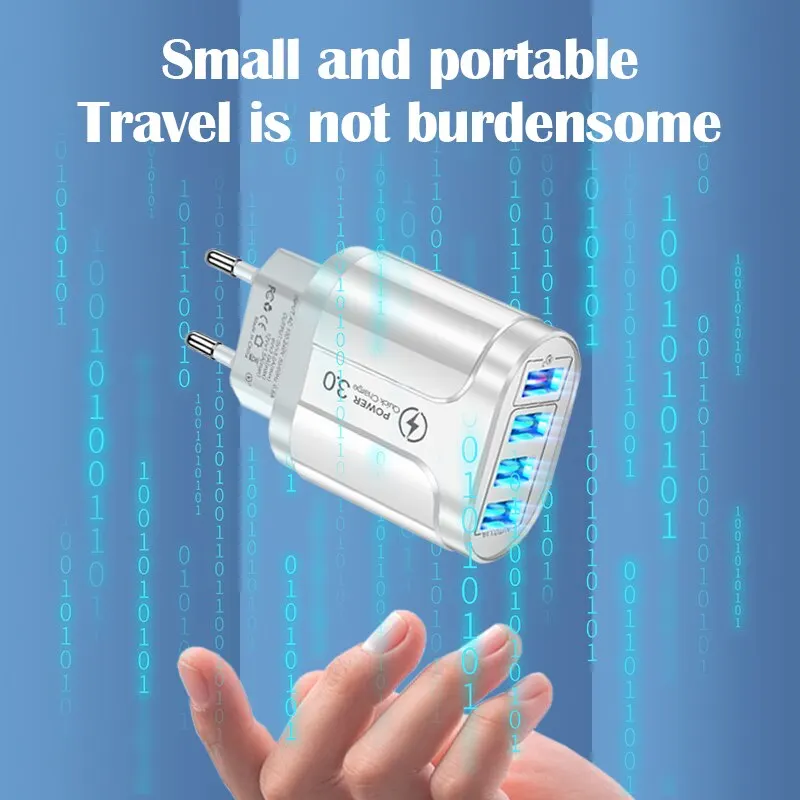 48W Fast Charging Europe EU US Plug USB Charger 4 Ports Quick Charger 3.0 USB Mobile Phone Travel Charger Universal Adapter 3A - Image 6