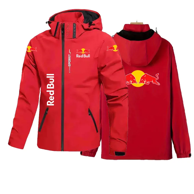 RedBull Logo Spring and autumn Jacket Men Plus Size Coats Male Water Proof Hooded Oversize Windbreak Outwear Camping Sweatshirts - Image 2