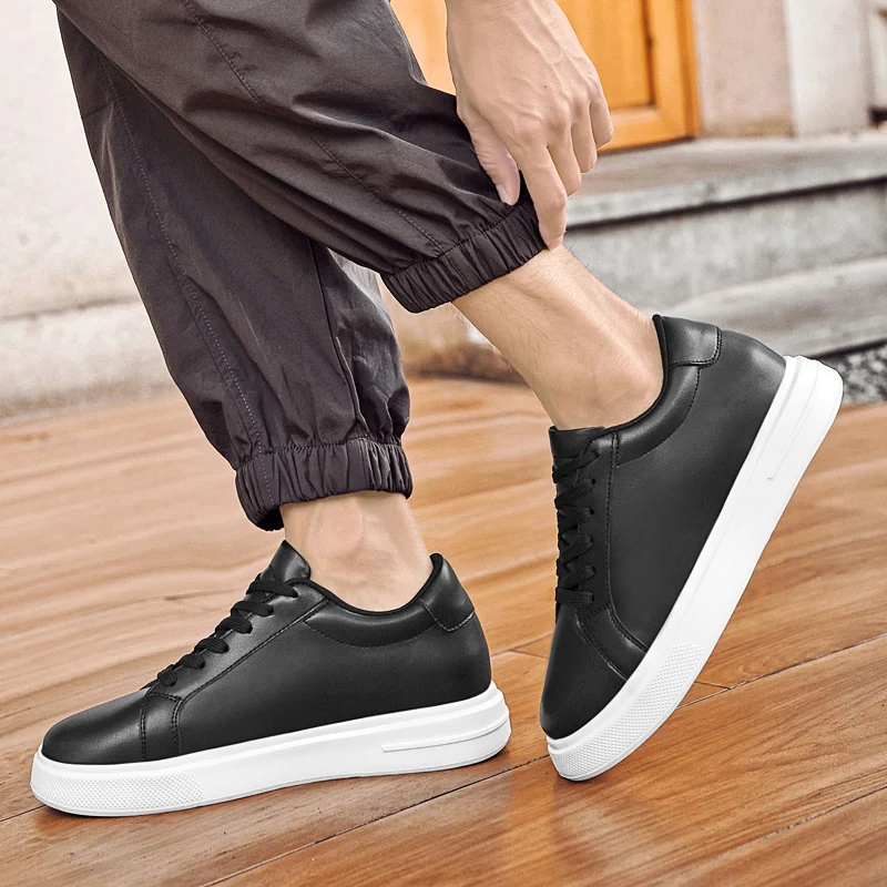 New Men's Sneakers Elevator Shoes Heightening Height Increase Insole 6-10CM High Heels Shoes Leather Sport Shoes Men Shoes - Image 6