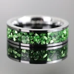 6MM Green Crystal tungsten ring for man anillos bague homme pareja de compromiso fashion jewelry wedding bands engagement rings