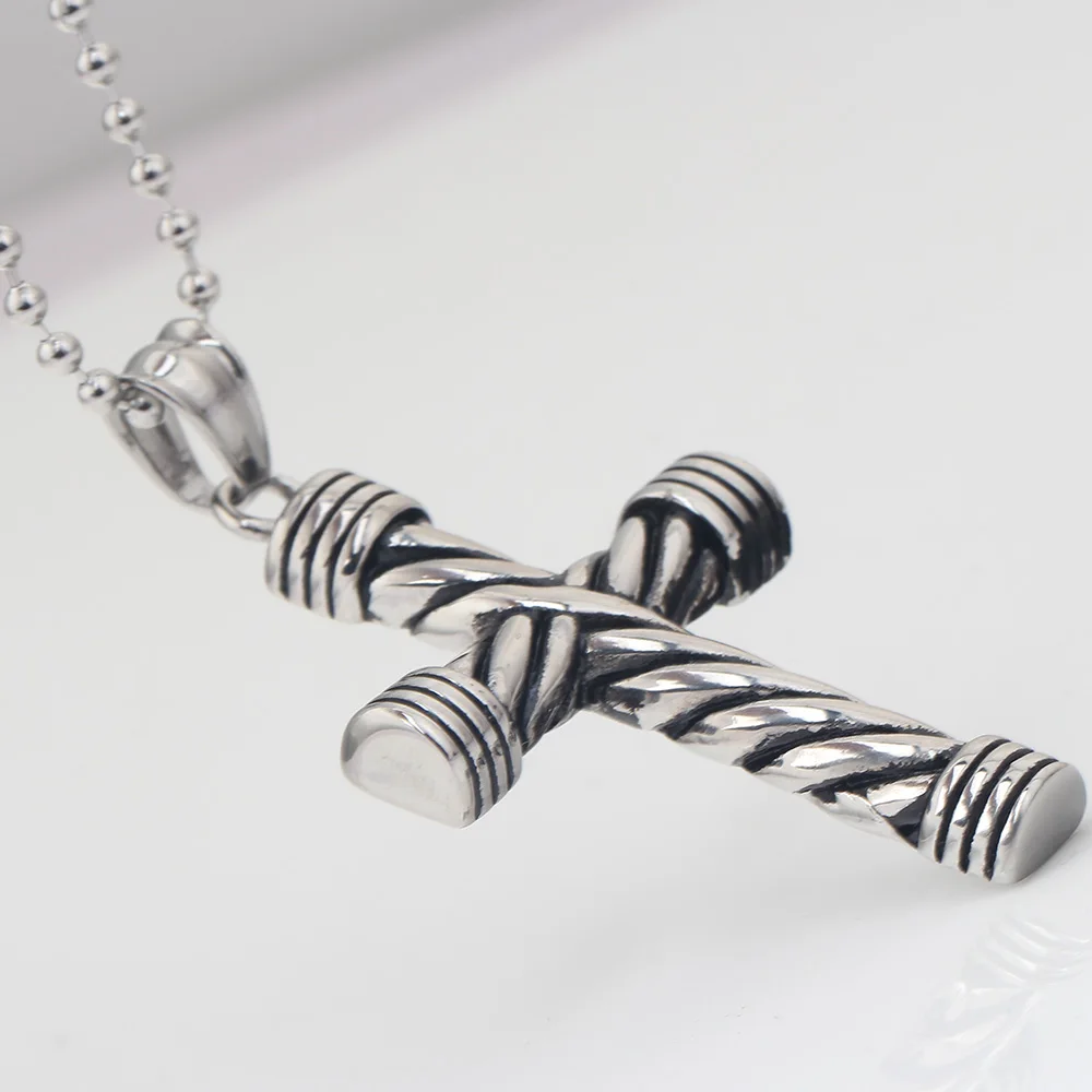 Fashion Men's Black 316L Stainless Steel Cross Pendant Necklace for Man Jewelry Accessories Necklace Rosary Jewelry - Image 3