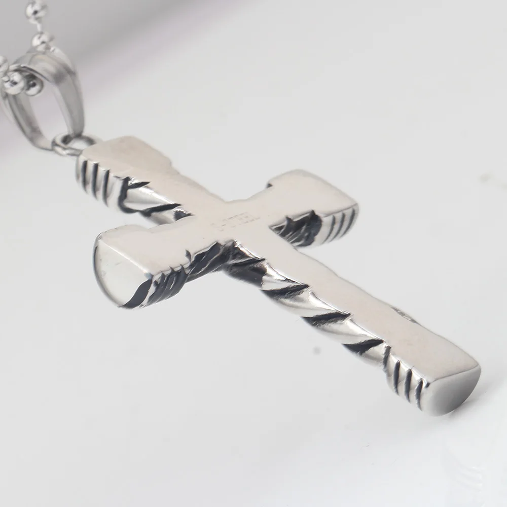 Fashion Men's Black 316L Stainless Steel Cross Pendant Necklace for Man Jewelry Accessories Necklace Rosary Jewelry - Image 4