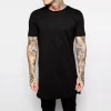 2025 Brand New Clothing Mens Black Mens Long T shirt Tops Hip Hop Man T-shirt Short Sleeve Casual Men Tee shirts For Male