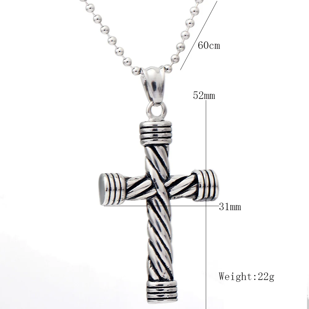 Fashion Men's Black 316L Stainless Steel Cross Pendant Necklace for Man Jewelry Accessories Necklace Rosary Jewelry - Image 2