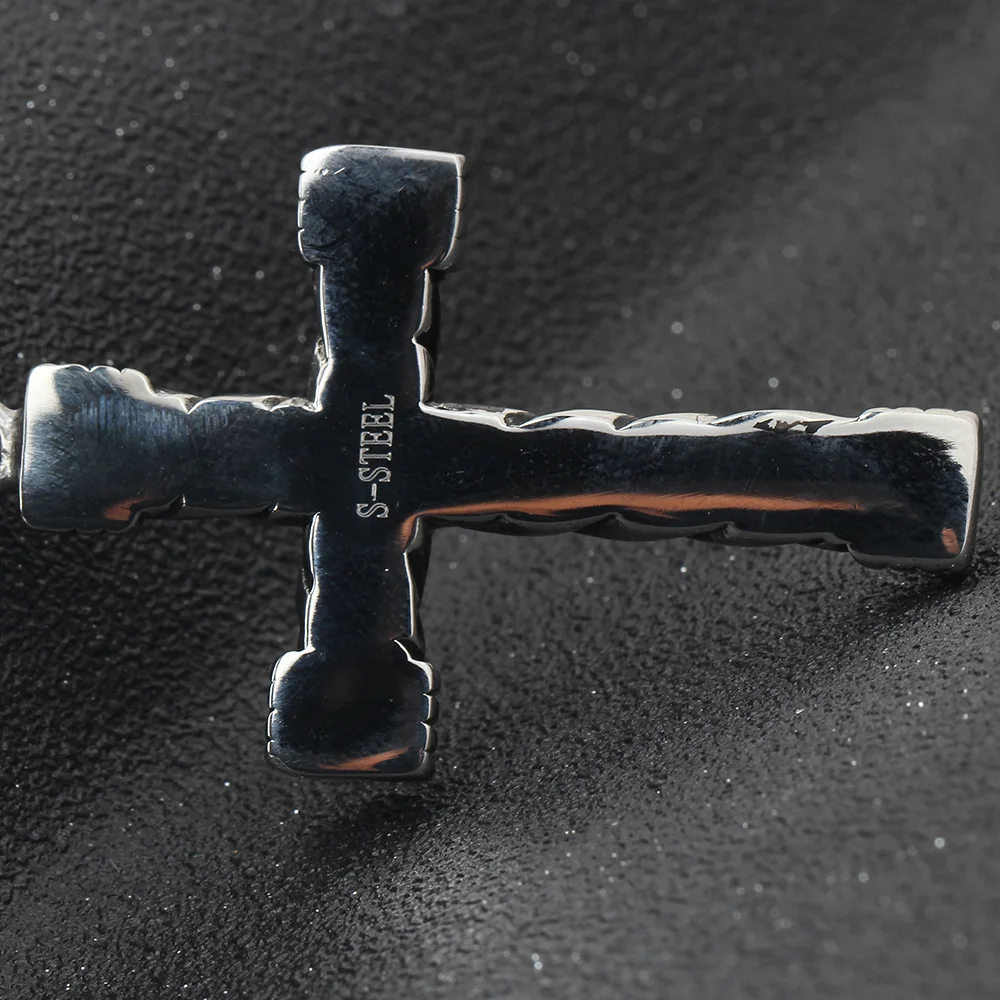 Fashion Men's Black 316L Stainless Steel Cross Pendant Necklace for Man Jewelry Accessories Necklace Rosary Jewelry - Image 6